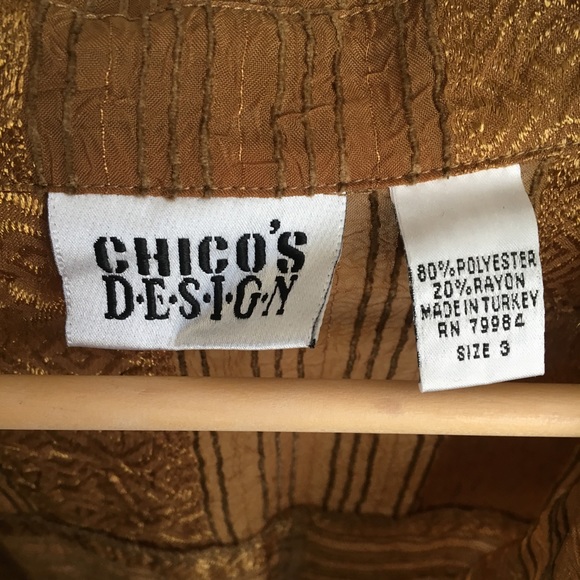 CHICOS DESIGN | Metallic Gold Button Down Shirt XL - Picture 7 of 8